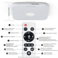 Stropní světlo AmazeFun LED stmívatelné – 36W stropní svítidlo Smart RGBIC s ​​reproduktorem Bluetooth – ovládání pomocí aplikac